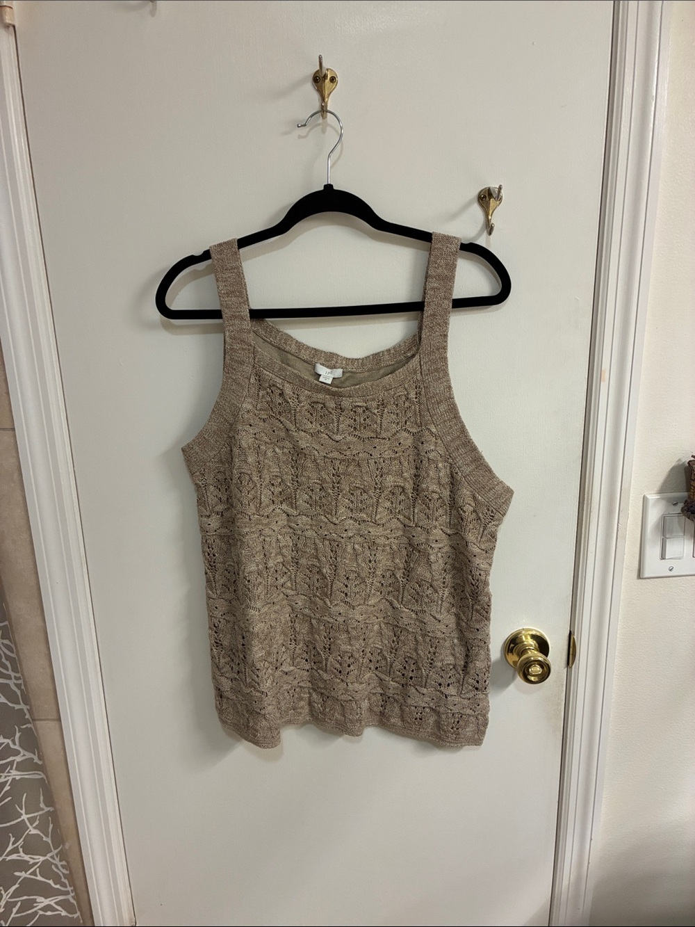 NWT J. Jill Tan Knit Lace-Pattern Tank Sz M